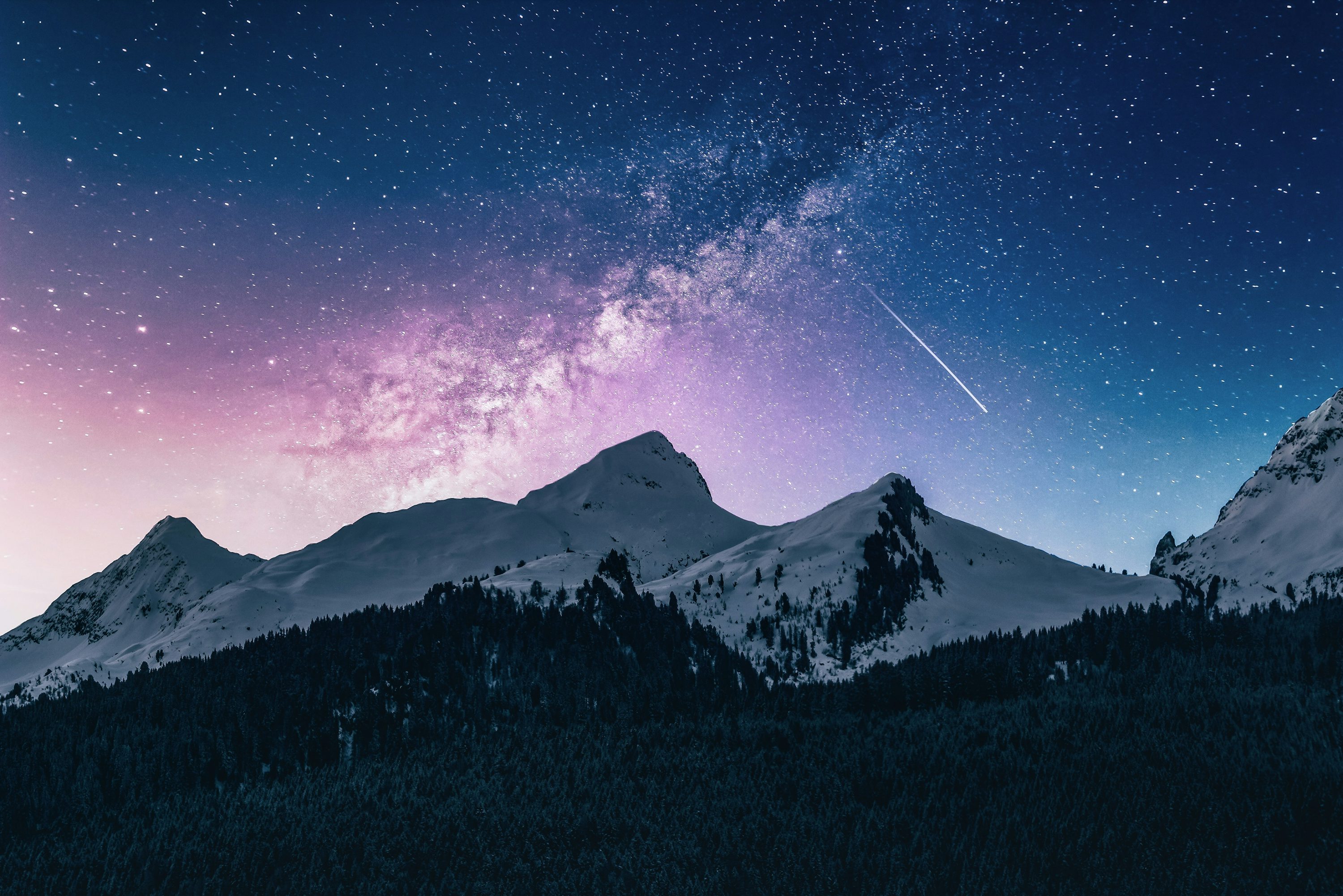 Mountain under stars